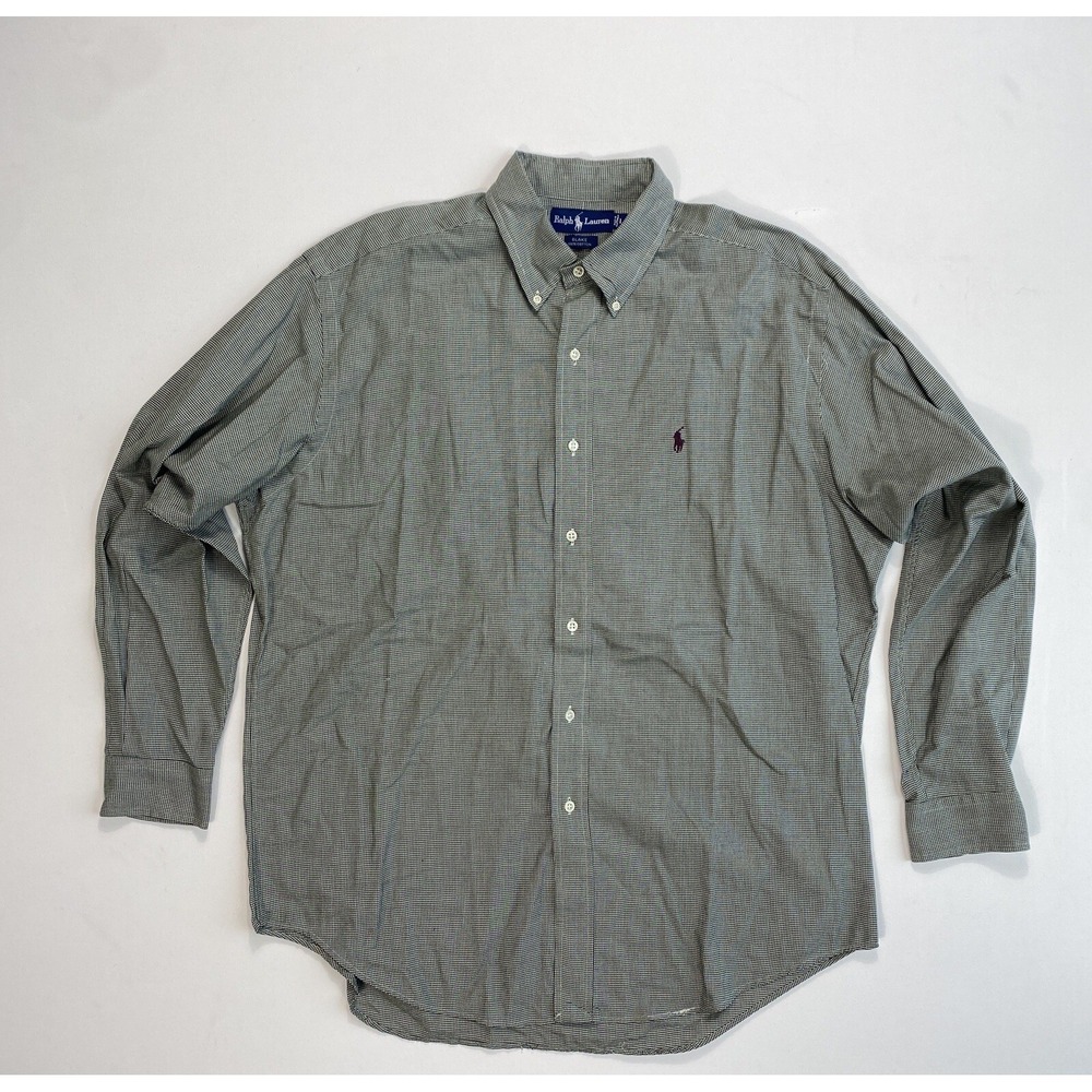 Ralph Lauren Blake Mens Large Houndstooth Button Shirt VTG Career Casual Preppy